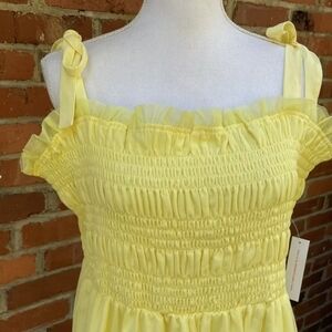 Modcloth Yellow Smocked Sundress with Ruffled Square Neck